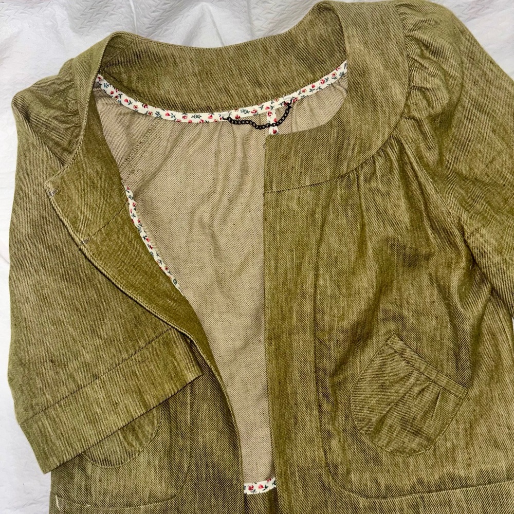 Olive Green Women's Cropped Jacket - Picture 3 of 3